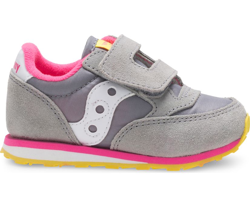 Saucony Baby Jazz Hook & Loop Sneakers Barn Grå Rosa | Sverige 792ZUT